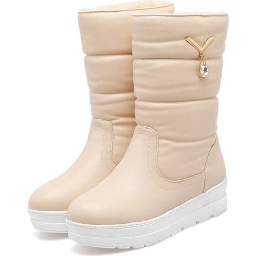 2019 Round Head Snow Boots Fashion Rhinestones Muffin Bottom Women Boots Autumn And Winter Princess Cotton Boots Big Children