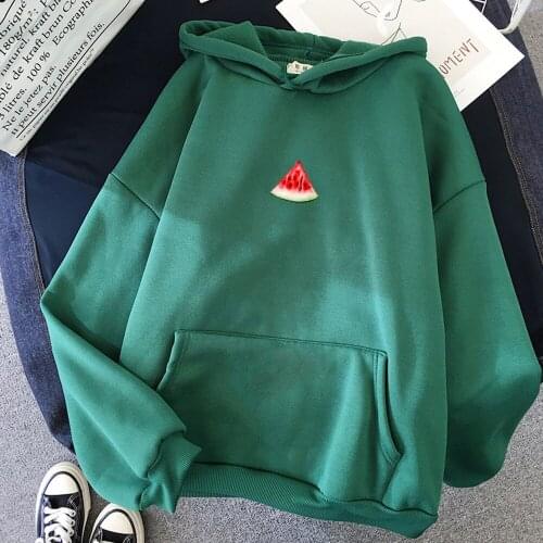 Women Hoodies Sweatshirts Ladies Autumn Winter Korean Style Simple Casual Kawaii Ulzzang Oversize Clothing Watermelon Streetwear