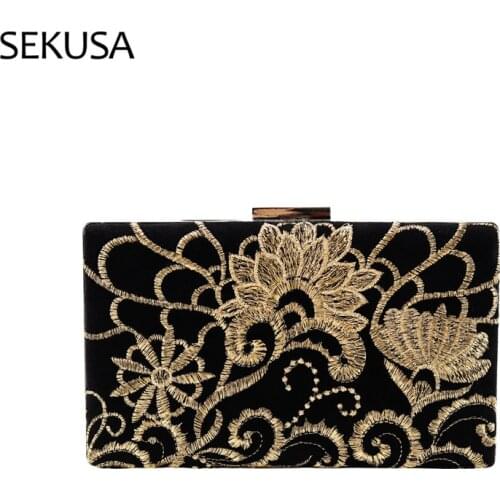 Flower Embroidery Women Evening Bags Hollow Out Vintage Style Party Handbags Flap Brande Shaped Day Clutch