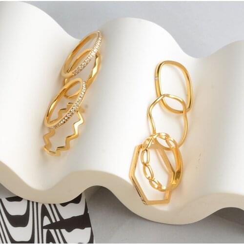 Stainless Steel 18k Gold Plated Rings For Women Statement Ring Womens Rings Punk Geometry Jewelry