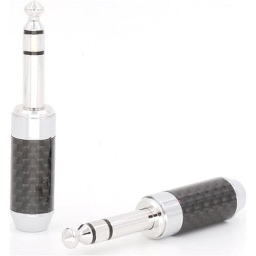 1pcs Hifi Audio carbon fiber 3poles headphone adapter 6.3mm standard stereo connector for aduio headphone cable