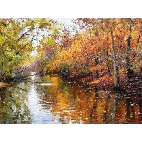 100%Handmade Hand-painted Original Oil painting art Impressionism Landscape tree on Canvas