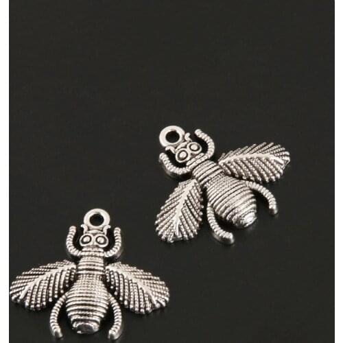 15pcs Charm Insects Lovely Bee Silver Color Pendant For Handmade Jewelry Supplies Finding