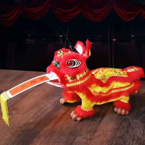 28CM Big Chinese Traditional Plush Toys Marionette Lion Dance Puppet Custom Performance Projects Creative Novelty Gift Toy