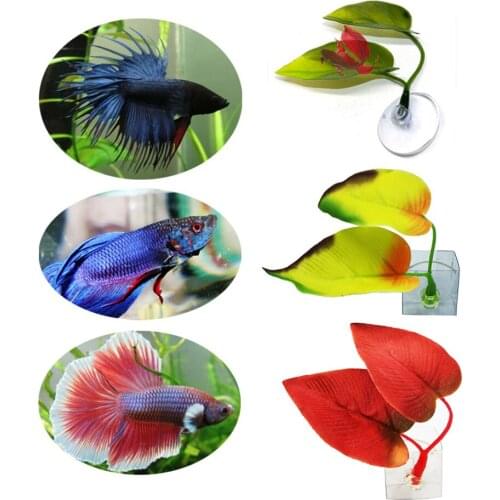 4 Sets Fish Tank Aquarium Artificial Leaf Betta Fish Rest Spawning Ornamental Plant Betta Fish Play Relax Hide Leaf Hammock