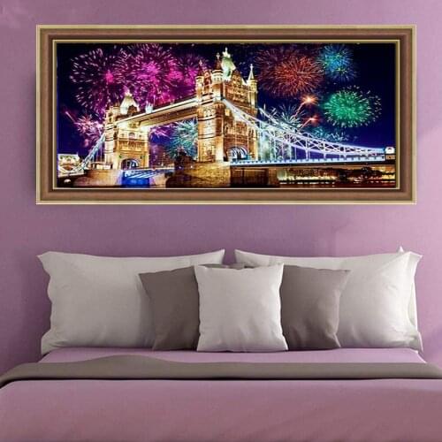 New product 5D DIY AB diamond painting famous bridge building full round square embroidery city night mosaic wall art decoration