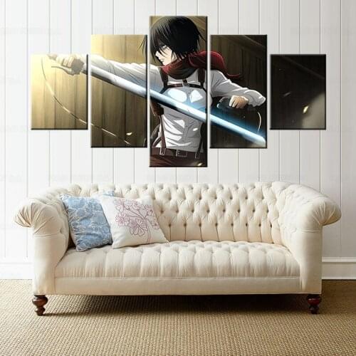 Anime Poster Attack on Titan Poster Mikasa Ackerman Print on Canvas Painting Wall Art for Living Room Decor Boy Gift