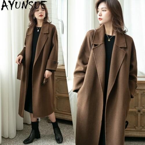 AYUNSUE 100% Wool Coat Female Jacket Autumn Winter Coat Women Korean Elegant Long Coats Woman Jacket Fall Clothes for Women 2021