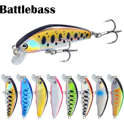 BATTLEBASS 2021 NEW Heavy Sinking Minnow Flat Fishing Lure 60mm/5g Trout Crank Artificial Hard Bait Crankbait Freshwater Tackle