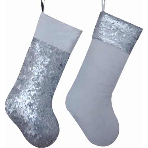 Free shipping Decoration Sequin Glitter body Christmas stocking with velvet cuff Gold socks P7923