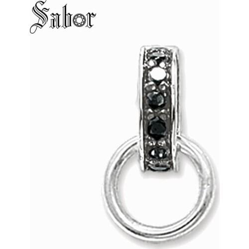 Black Pave Charm Carrier,Accessories Karma Jewelry Good Jewelry For Men Women,2020 Gift Silver color thomas