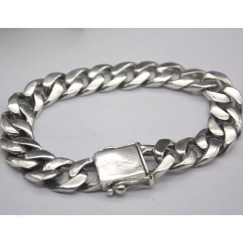 Sterling S925 Silver Bracelet Unique Square Cable Chain Mans Link Jewelry 7.5''L Personality Jewelry For Man