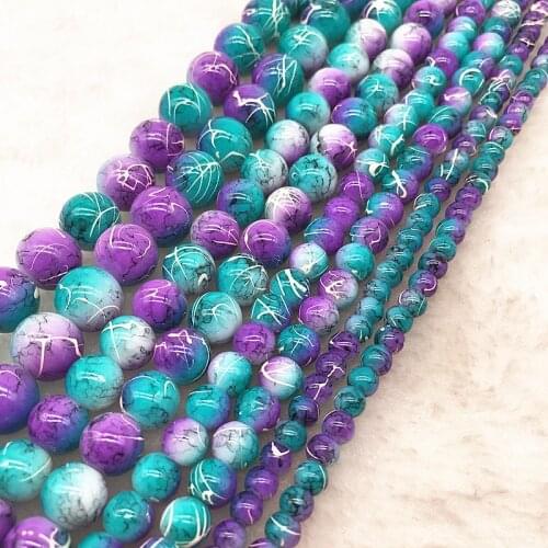 Wholesale 4/6/8/10mm Double Colored Glass Beads Loose Spacer Beads Painted Charm For Jewellery Making DIY Bracelet&Necklace #03