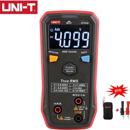 UNI-T UT123 Mini Digital Multimeter GUARANTEED AC DC Voltage Resistance Temperature Electrical NCV Tester EBTN Display UT123D