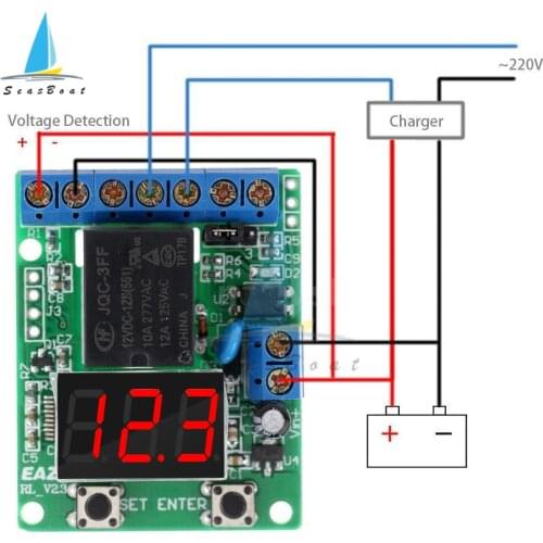 DC 12V 24V LED Digital Voltage Control Relay Module Relay Switch Control Board Voltage Detection Charging Discharge Monitor