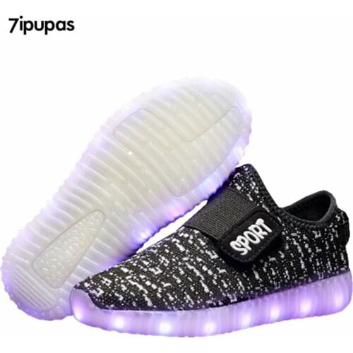 7ipupas Usb charging breathable led light glowing sneakers children basket shoes kids lighted up luminous shoes for girls&boys