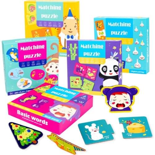 Baby Kids Cognition Puzzles Toys Toddler Box Cards Matching Game Cognitive Cards of Things In Life Sets Pair Puzzles