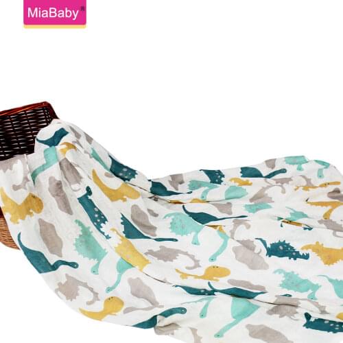 Miababy Muslin Blanket Bamboo Cotton Baby Swaddle Soft Newborn Blanket Bath Towel Gauze Infant Kids Wrap Sleepsack Stroll