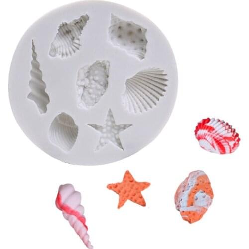 Marine Starfish Conch Shell Mould Silicone Mold Fondant Cake Decorating Tool Gumpaste Sugarcraft Chocolate Forms Bakeware