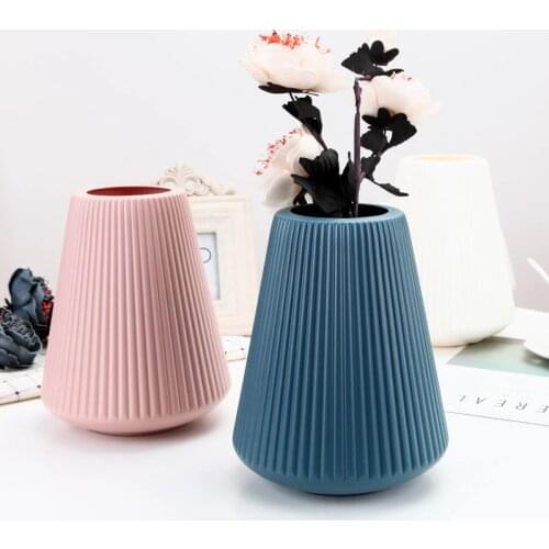 Imitation Ceramic Plastic Vase Nordic Milky White Flower Pot Flower Basket Flower Vase Decoration Home Nordic Decor new