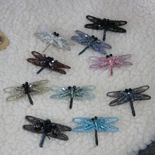 Exquisite Embroidery Patch Handmade Beading Color Dragonfly Patch DIY Jewelry Veil Wedding Applique Bag Shoes And Hats Decoratio