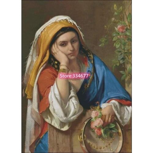 Thought Lady woman oil painting Top Quality Cross Stitch Kits 14CT Unprinted Sewing kit Embroidered Art Handmade Home Decor