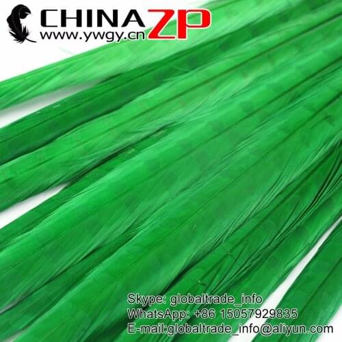 CHINAZP Factory 50pcs/lot Size 20-22inch (50-55cm) New Arrival Dyed kelly Green Ringneck Pheasant Tail Feathers