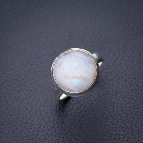 StarGems Natural Rainbow Moonstone Handmade 925 Sterling Silver Ring 6.75 D8649