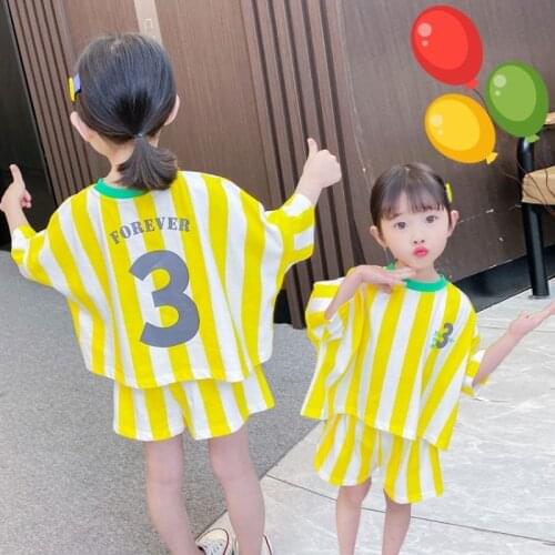 Striped Clothing Sets for Girls T-shirt+Shorts 2pcs Clothing Suit for Kids Childrens Clothing Sets for Babies Girls Clothing