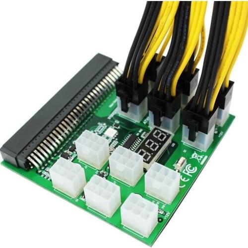 PCI-E 12V 64Pin to 12x 6Pin Power Supply Server Adapter Breakout Board for HP 1200W 750W PSU Server GPU BTC Mining