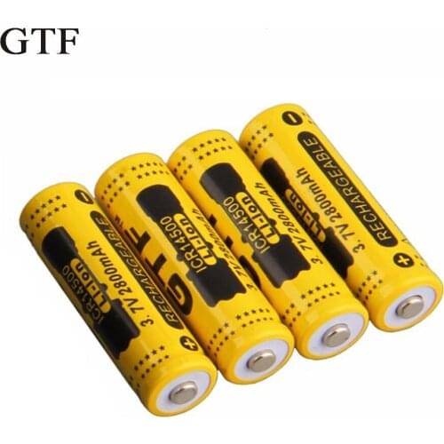 Rechargeable batteries li-ion gtf, four parts, 14500, 3.7v, 2800mah, flashlight ion batteries of red/yellow/blue lithium