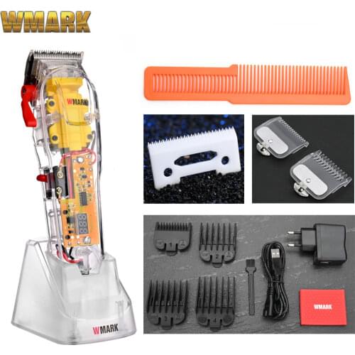 2020 WMARK New Model NG-108 Rechargeable Hair Cutting Machine Hair Clippers Trimmer Transparent Cover White Or Red Base 7300rpm