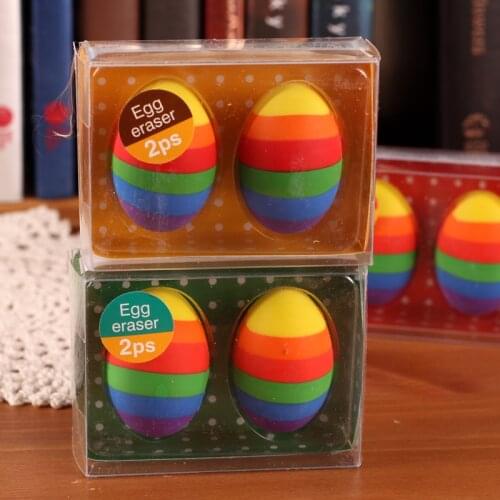Cute stationery multicolour egg rubber rainbow egg eraser