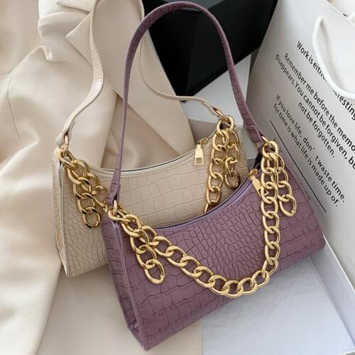 Fashion All-match Womens Shoulder Bag Crocodile Pattern Underarm Bag Temperament Chain Handbag Trend Zipper Bags for Women 2021