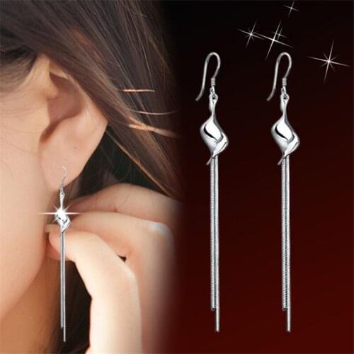 Fashion Women Silver Plated Chain Pending Long Earrings For Female Tassel Hanging Jewelry