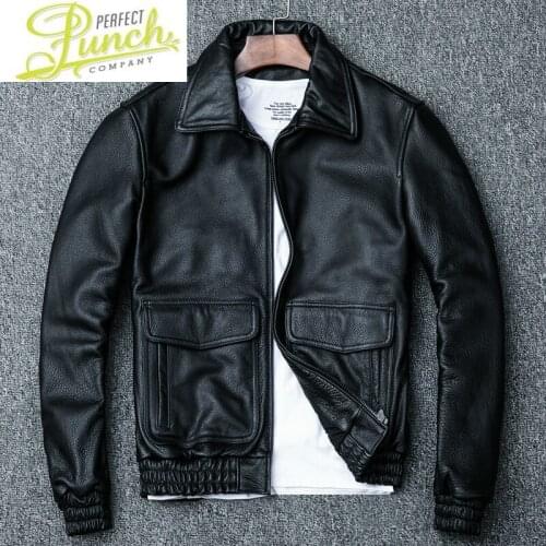 Spring Jackets Real Cow Autumn Genuine Leather Men Vintage Cowhide Coat Plus Size Motorcycle Jacket 1814 YY972