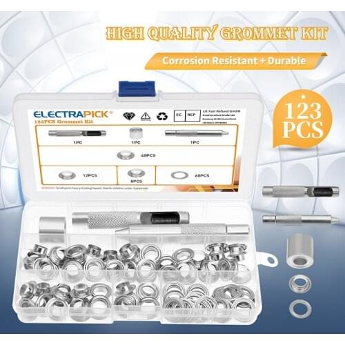 Grommet Tool Kit, Grommet Setting Tool and 60 Sets Grommets Eyelets With Storage Box (0.7/0.8 Inch Inside Diameter)