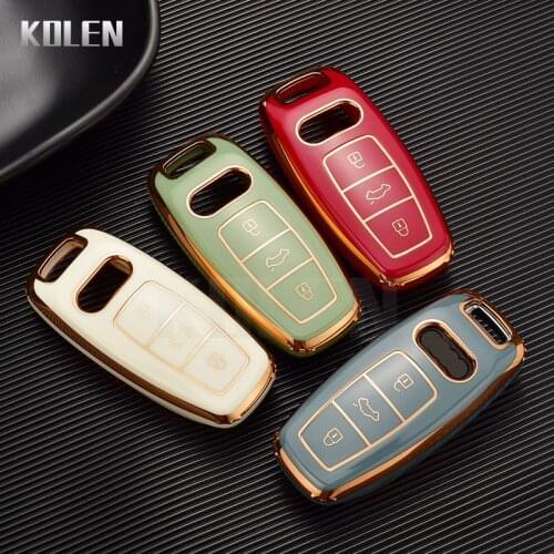 New Plating TPU Car Remote Key Case Shell Cover For Audi A6 A7 A8 E-tron C8 D5 Q7 Q8 2018 2019 Protector Holder Fob Accessories