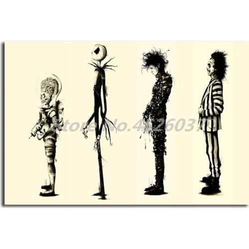 Tim Burton Movie Beetlejuice Edward Scissorhands Movie HD Art Canvas Poster Painting Wall Picture Print Home Bedroom Decoration