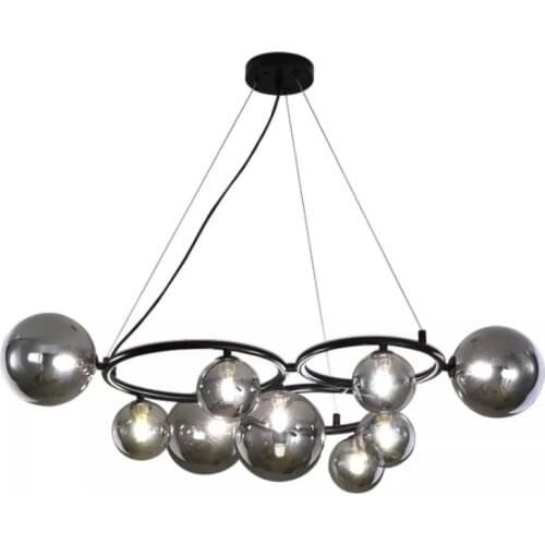 Ceiling Hanging Lamp Glass Smoke Gray Art Decor Bar Pendant Lights Modern for Dining Room Brass Cycle Lamp with G9 Bulb