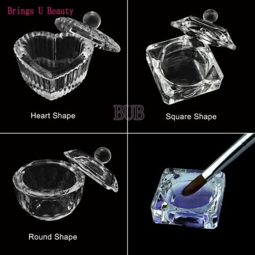 1 PC Small Size Crystal Clear Acrylic Liquid Dish Dappen Dish Glass Cup w Cap Bowl for Acrylic Powder Monomer Nail Art Tool Kit