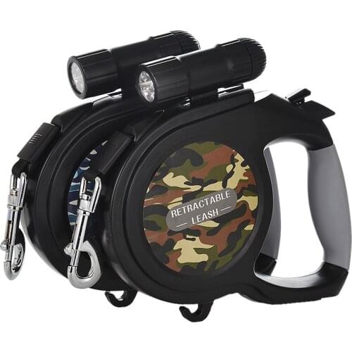 5m 8m Retractable Dog Leash Heavy Duty Pet Leash For Medium Large Dogs Big Dog Walking Running Leashes Rope With LED Flashlight