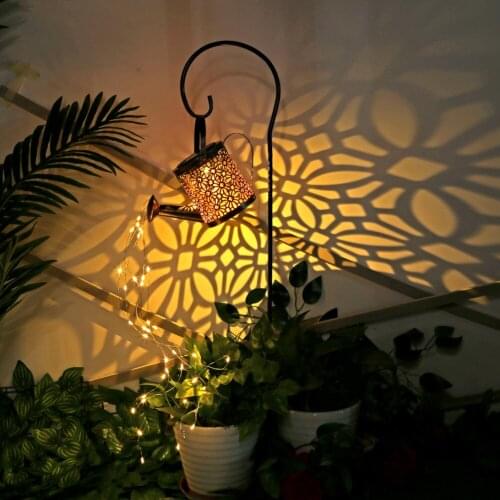 Solar LED Garden Watering Can Lamp with Lights String Fairy Garden Decoration Outdoor Gardening Ornaments Yard Decorative Lamps