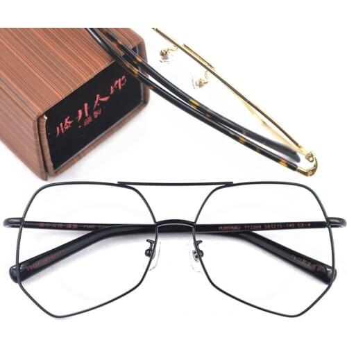 Products Retro Large Pure titanium Square Men Eyeglasses Frames Fashion Clean Lens Metal Eyewear Glasses for Women