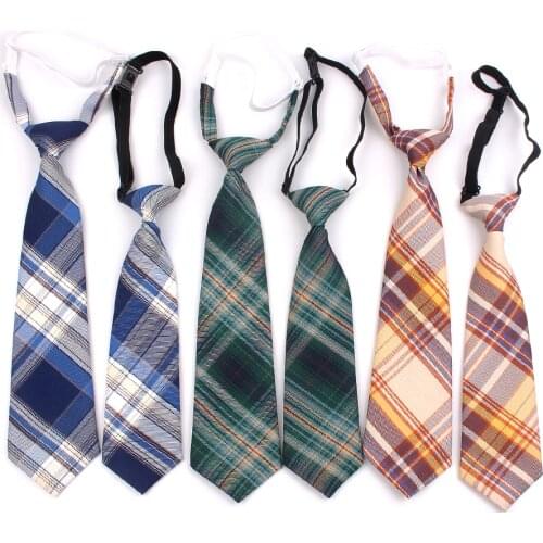 Skinny Ties For Boys Girls Fashion Suits Plaid Neck Tie Children Rubber Tie Simple Check Student Necktie For Party Tie Gravata