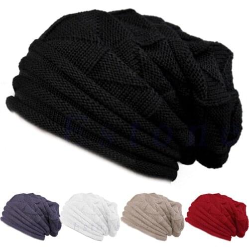 Women Men Unisex Knitted Baggy Beanie Hat Oversized Winter Warm Hats Ski Slouchy Cap Skullies Beanies Wool Cap Beanies Winter