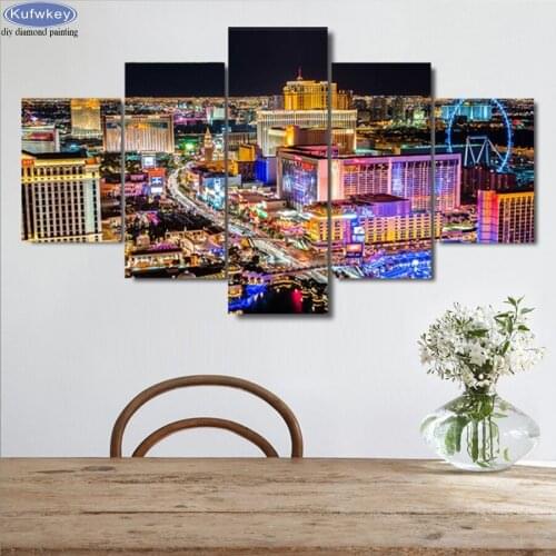 DIY Diamond Painting Kits Rhinestone Embroidery City Building Ferris Wheel Night View Picture Mosaic 5D Full Square/Round Drill