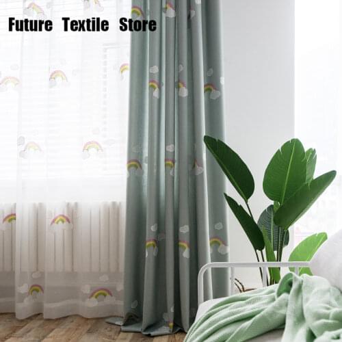 Curtains Polyester and Cotton Fabric Modern Childrens Bedroom Curtains Simple Cotton Multicolor Embroidery Screens