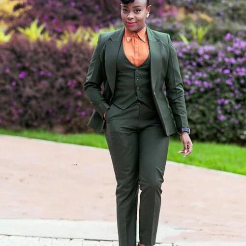 Dark Green Womens Suits Business 3 Pieces Peaked Lapel Formal Office Ladies Blazer Formal Suits Suit Women Women Tuxedo Suit