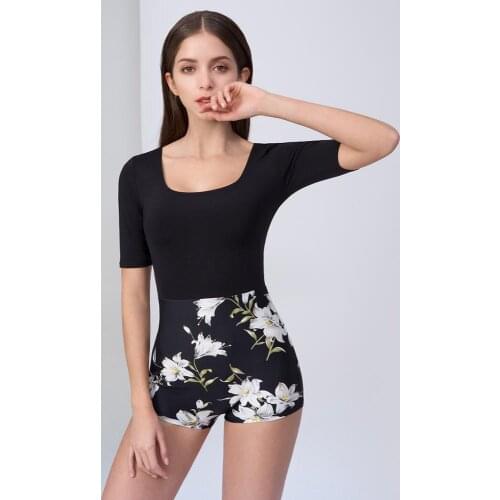 Julysand Swimwear Women Sexy One Piece Swimsuit Lady Short Sleeve Floral printed Backless BathingSuit Woman High-end Swimwear